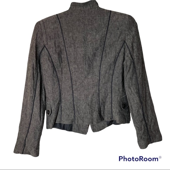 H&M Women’s 100% Linen Blazer Button Front  2 Front Pockets Finely Detailed - Picture 2 of 6